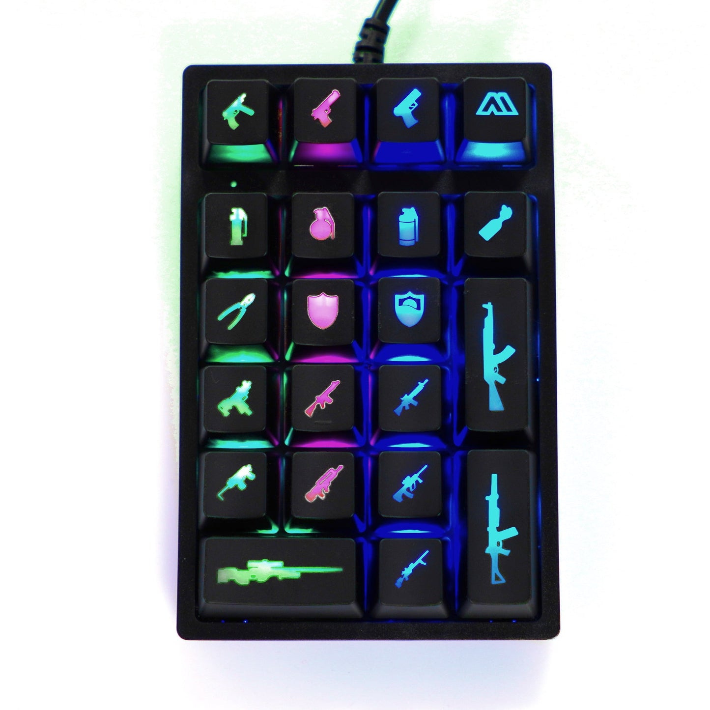 MECHARITE - CS:GO Macropad set oppe fra, på hvid baggrund