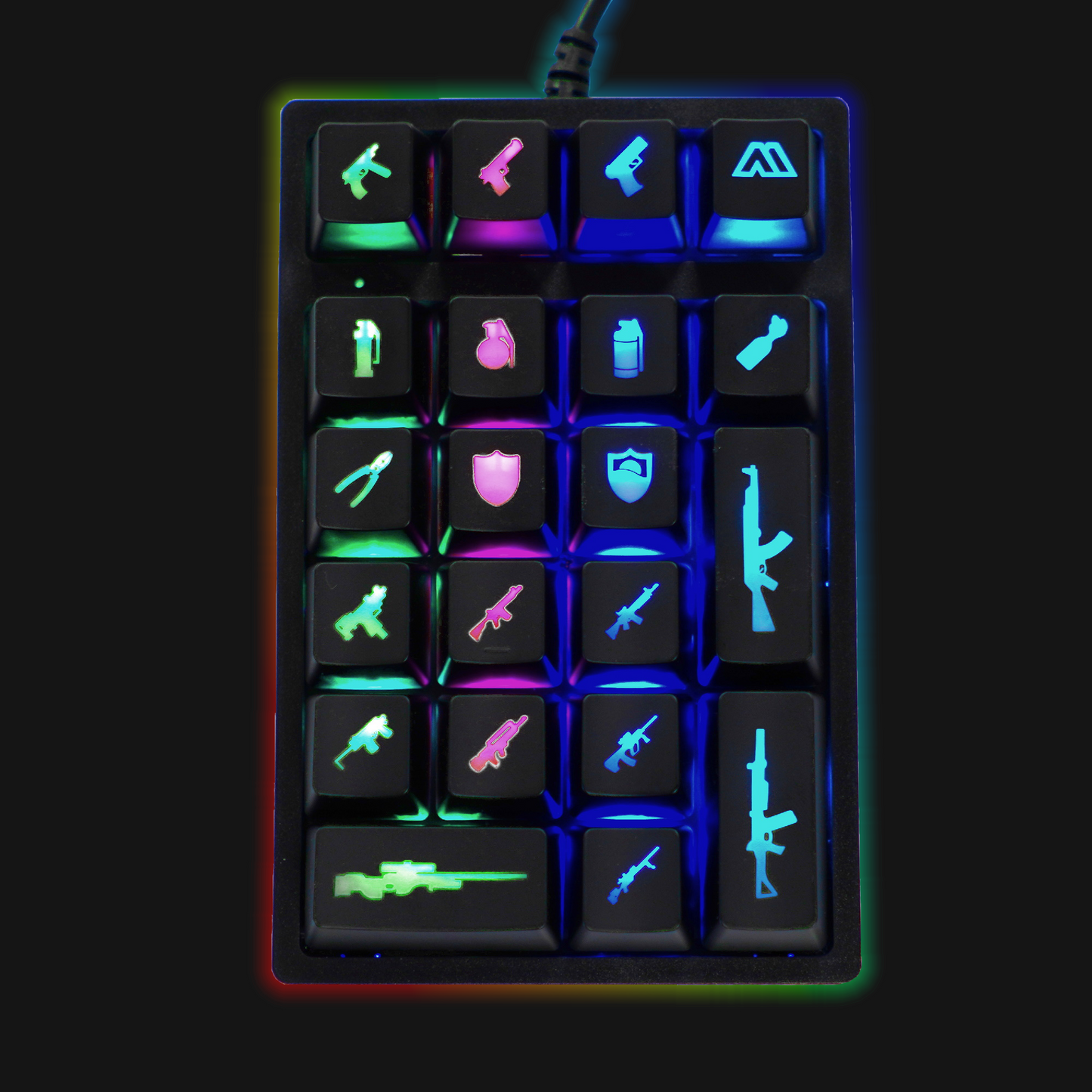 MECHARITE - CS:GO Macropad set oppe fra, på sort baggrund