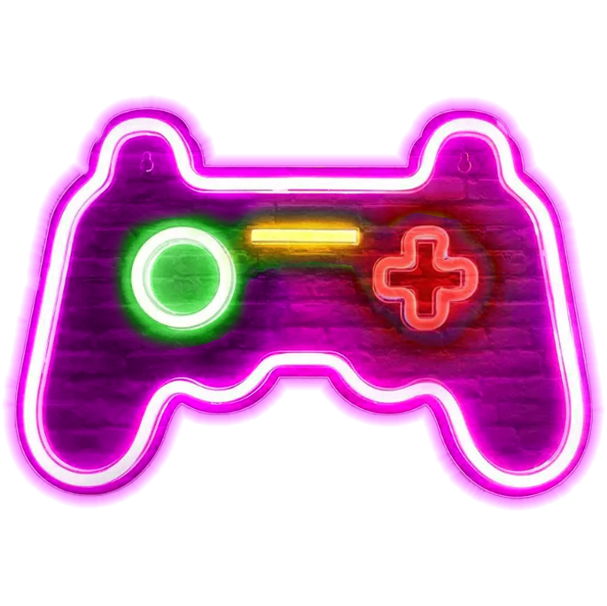 MECHARITE - Controller LED Neon Skilt - Pink, Set forfra uden baggrund
