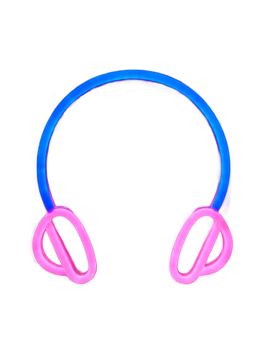 Neon blue and pink hoop earrings on a white background