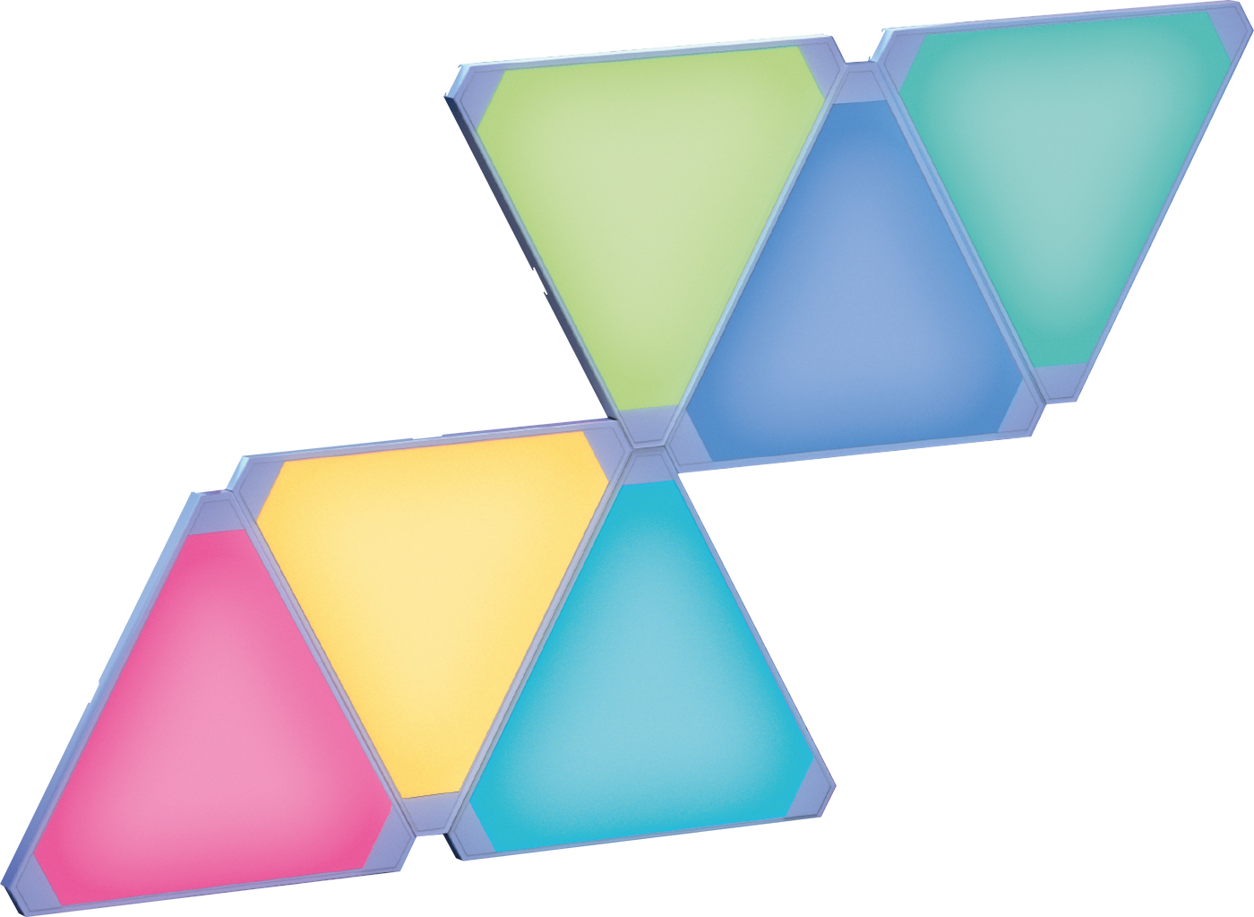 Colorful geometric light panels on a white background